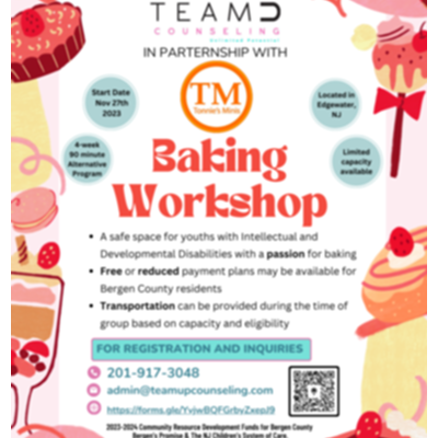 Baking WorkShop for youth with I/DD ages 12-21 (TeamUp Counseling